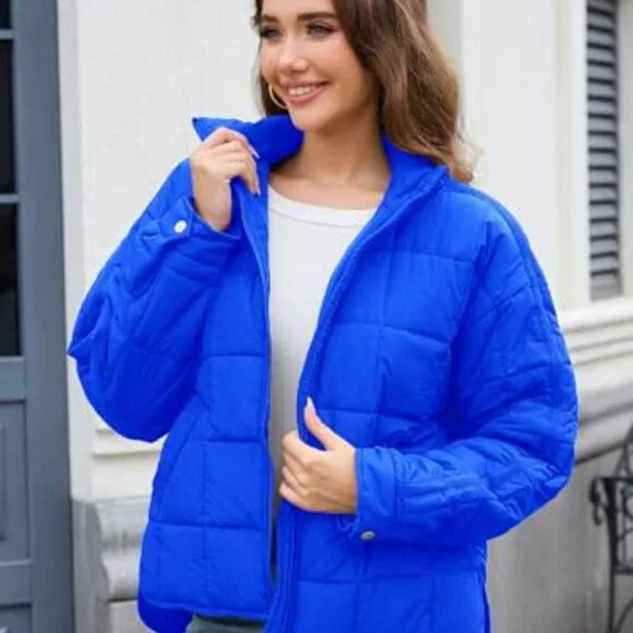 Oversized Puffer Jacket Lightweight Quilted Winter Coat Chic Minimal Y2K - Picture 6 of 8